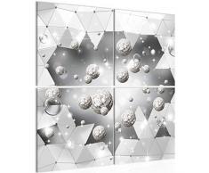 Quadro astratto 3D 60 x 60 cm in tessuto non tessuto â Tela XXL immagini da parete soggiorno decorazione casa stampa grigio 4 pezzi â Made in Germany â pronto da appendere 016744c