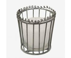 Better & Best 1363370, Candela Decorativa in Vetro e Metallo, Grigio, Unica