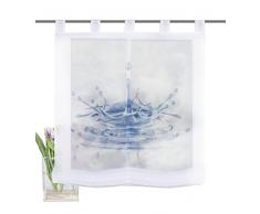 Home fashion Voile Tenda con Passanti Stampa Digitale Sala, Poliestere, Blu, 140Â x 100Â cm