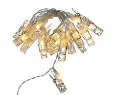 WeRChristmas â Batteria luci LED bianco caldo peg Line string decorazioni per albero di Natale Luci a LED con clip Multicolor