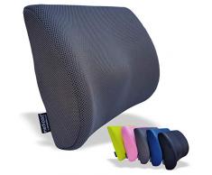 Medipaq â Cuscino Ortopedico Memory Foam per Supporto Lombare con Rete â3Dâ â con Circolazione dâAria â Riduce il Mal di Schiena, Migliora la Postura [Versione Aggiornata 2018 â Ora con Cinghia Elastica Regolabile]