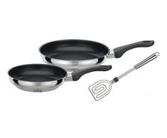 GSW 860239Â Cent rury Century Set di padelle 3Â PezziÂ âÂ con Scala Tutto Paletta da Cucina, Acciaio Inox, Argento/Nero, 50,1Â x 29,3Â x 5,5Â cm, 3Â unitÃ 