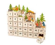Small Foot 11392 Calendario dellAvvento Presepe Natalizio, in Legno, con Illuminazione Decorazione, Multicolore, Normale