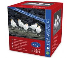 Lampada a LED in acrilico, motivo: uccelli, Set di 5, 40 A, luce bianca calda, trasformatore esterno da 24 V, cavo trasparente 6144-203, bianco