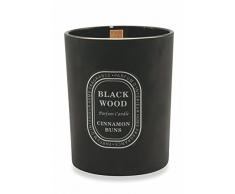 Galileo Casa Black Wood Candela Profumata, Cera/Vetro, Nero, 12.5x12.5x10 cm