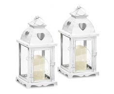 Gartenfreude 9000-1003-01 Lanterna, Metallo, Bianco, 14 x 14 x 30 cm mit Herzausstanzung