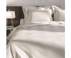 Heckett Lane Biancheria da Letto, 100% Cotone makò Satinato, Tinta Unita, Puntini, 200 x 220 (60 x 70), Bianco