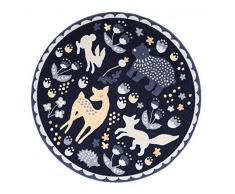 Vallila Fauna Ã 133 cm, Notte, Camera dei Bambini, Tappeto Animale, 133cm x 133cm