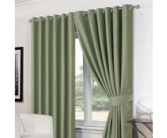 Dreamscene Lusso Basket Weave oscuranti Tende con Occhielli, con fermatenda, Verde Chiaro, 46Â x 182,9Â cm