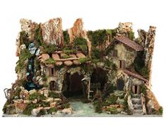 Ferrari & Arrighetti Villaggio con Cascata, Luci Senza Natività - Bertoni presepe Linea Natale