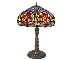 World Art, TWGD16244, Lampada da tavolo dragonfly, Lampade Tiffany, 41 x 60 x 41 Cm