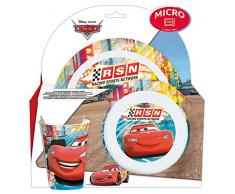 FUN HOUSE Arte della tavola 005289 Cars-Set Piatto e Ciotola, in Vetro, Colore: Rosso