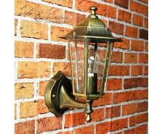 Licht-Erlebnisse CX220313 - Lampada da parete Paris per esterni, in oro anticato, IP44, rustico, E27, per esterni, terrazza, balcone, ingresso