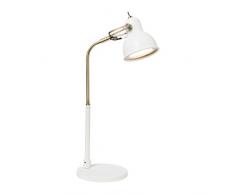 Sulion Bang Elegante e raffinata lampada da scrivania o da tavolo LED, stile vintage, colore bianco, dettagli dorati 5 W, 17 x 12 x 38 cm