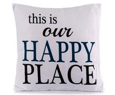 Arte Regal Citazioni Cuscino, Tela, Bianco, 45.0Â x 45.0Â x 10.0Â cm