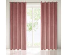 Eurofirany Tenda Velvet Rosa Scuro Velluto 1 Pezzo Morbidi 10 Occhielli Eleganti di Alta qualità , Glamour per Camera da Letto, Soggiorno, Salotto, Tessuto, 140 x 250 cm