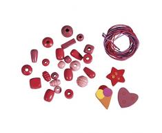 Rayher - Assortimento di Perline di Legno: Cocktail, Rosa, bustina da 50 g