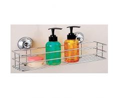 Mondex - Mensola da Parete con Ventose per Bagno, Acciaio Cromato
