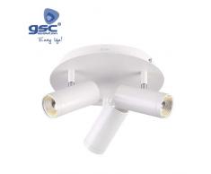 GSC Evolution Plafoniera Tripla Circolare GU10 Max 60W Bianco,