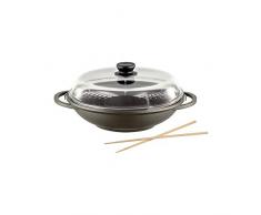Berndes Classics Bonanza Induction Wok a 2 Maniglie con Coperchio 32cm, 5.5 Litri, Alluminio Pressofuso, Nero, Induction