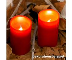 Amare, candele a LED in vera cera, set da 2, rosso, 7,5 x 12,5 cm (larghezza x altezza), per interni, candela in vera cera, rame