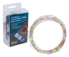 Catena luminosa con 100 LED colorati e 12 funzioni di luce, lampeggia a ritmo musicale, con funzione timer da 6 ore, telecomando, funzionamento a batteria, dimmerabile, circa 10, 20 m