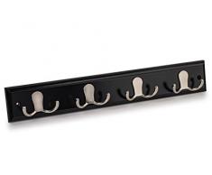 Maine Furniture Co Milo 4 Robe Hook Rail-Black Appendiabiti Extra Ganci Resistenti per Cappelli e Cappotti, Inclusi fissaggi a Parete, Legno, Grigio, 45 x 7 x 7 cm