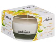 Bolsius Candela Profumata in Vetro 50/80 mm Small, Colore Bianco, Fragranza Feel Happy (Mango e Bergamotto), True Moods