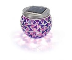 Esotec, Lampada da tavolo in vetro a mosaico con funzionamento a luce solare, 11 x 11 x 11 cm