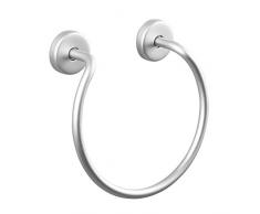 InterDesign Metro Anello Portasciugamani da Parete Bagno, Antiruggine, Metallo, Argento, 16.510000000000002x6.7x16.600000000000001 cm