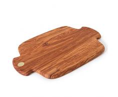 BÃ©rard 54620Â G Tagliere Grande Radice di ulivo con Maniglie, per Taglio e Aperitivo con Sacchetto Cotone e Cera di Manutenzione, Legno, Legno Naturale ulivo, 40Â x 30Â x 1,7Â cm