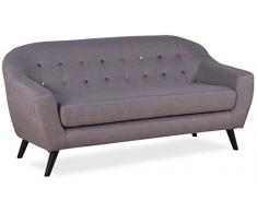 Lo+DeModa Coushto Divano a 3 Piazze Componibile, Poliestere, Grigio, 177x83x29 cm