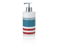 kela 20572 Dispenser per Sapone in Ceramica con Decorazione a Righe Verde Acqua, Bianco