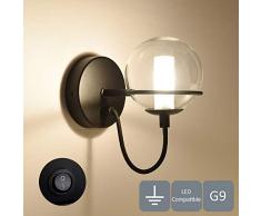 HARPER LIVING 1 lampada da parete su/giù (lampadina non inclusa), paralume in vetro, 17 cm x 15 cm x 10 cm, ideale per soggiorno, camera da letto, corridoio