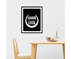 Walplus 29x36.25 cm adesivi da parete cornice BUONA FORTUNA rimovibile autoadesivo arte murale decalcomania vinile DECORAZIONE CASA fai-da-te VIVENTE ufficio camera letto carta parati cameretta