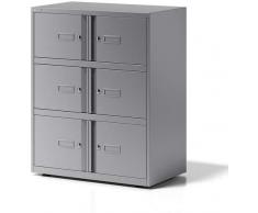 BISLEY Office Lodge Essentials - Armadietto da Ufficio con 6 sportelli, 4 x 267 e 2 x 304 mm, in Metallo, 355 Argento, 47 x 80 x 130 cm