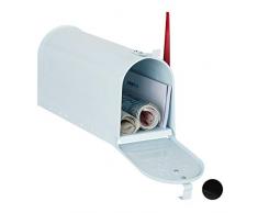Relaxdays Cassetta Postale Americana, Vintage, US Mailbox, Scomparto per giornali, Bandiera Rossa, 25x19x52,5 cm, Bianco, Acciaio, 1x Confezione portabandiera