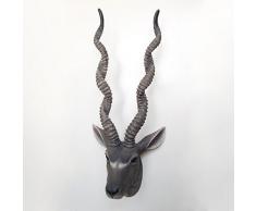 WALPLUS-34 x 28 x 88 cm, Motivo Naturale Antelope Head Appendiabiti da Parete, Colore: Grigio