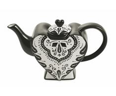 Villa dâEste Home Tivoli Patchwork Teiera Cuore, Porcellana, Bianco/Nero