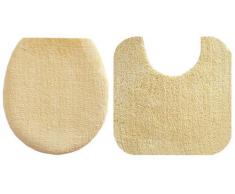 PANA 459200370 Set da Bagno 2 Pezzi: Tappetino WC 50x50 cm e Copri tavoletta WC 50x47 cm Colore: Avorio