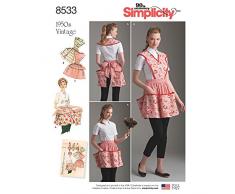 Simplicity Misses Vintage Grembiule da Cucito, Carta, Bianco, 22Â x 15Â x 1Â cm