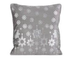 Eurofirany - Federe per Cuscino da Divano, Motivo Natalizio con Fiocchi di Neve, Confezione Doppia, Argento, 40 x 40 cm