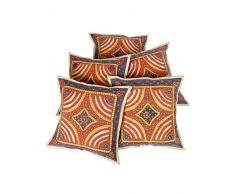 RAJRANG Designer Ethnic Pillow Bedding Beige Cotton Patch di Lavoro Ricamato Cuscino