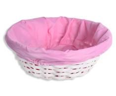 HERSIG - Cestino in Vimini Bianco Foderato, 3 Colli, 21 x 8 cm, Naturale con Fodera Multicolore, 21 x 8 cm