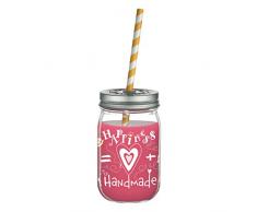 RITZENHOFF Make It Take It - Bicchiere per smoothie Petra Mohr, in vetro, 450 ml, con due cannucce biologiche colorate e due coperchi a vite