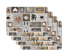 Tovagliette stampate Love in the air, Tovagliette da Tavola, tovaglietta, Tovaglietta per sala da pranzo, a prova di cibo, 4 pezzi, 30 x 450 cm, Venilia 59068