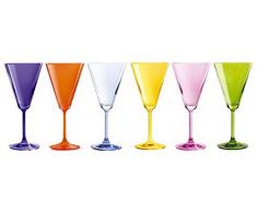 H&H Confezione 6 Vetro Jazz Summer Acqua Cl22 Calici Vino, 22 cl
