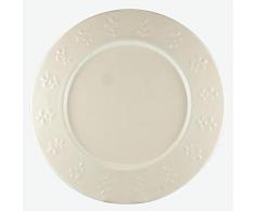 Better & Best - Sottopiatto rotondo, bordo decorato con fiori di giglio, colore bianco, dimensioni 33 x 33 cm, materiale: metallo smaltato