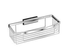 INDA AV151ECR Cestino Portaoggetti Rettangolare Sganciabile, Ottone, Cromato, 13 x 26 x 8 cm