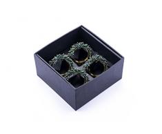 LegendArte LH-033 Allacciatovaglioli Anelli Portatovaglioli Gioiello, Metallo/Vetro, Alzavola/Oro, 14x14x7 cm, 4 unitÃ
